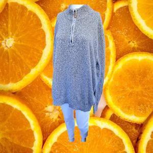 St John's Bay 1/4 Zip Marled Gray Sweater 100% Cotton Size 2XL‎